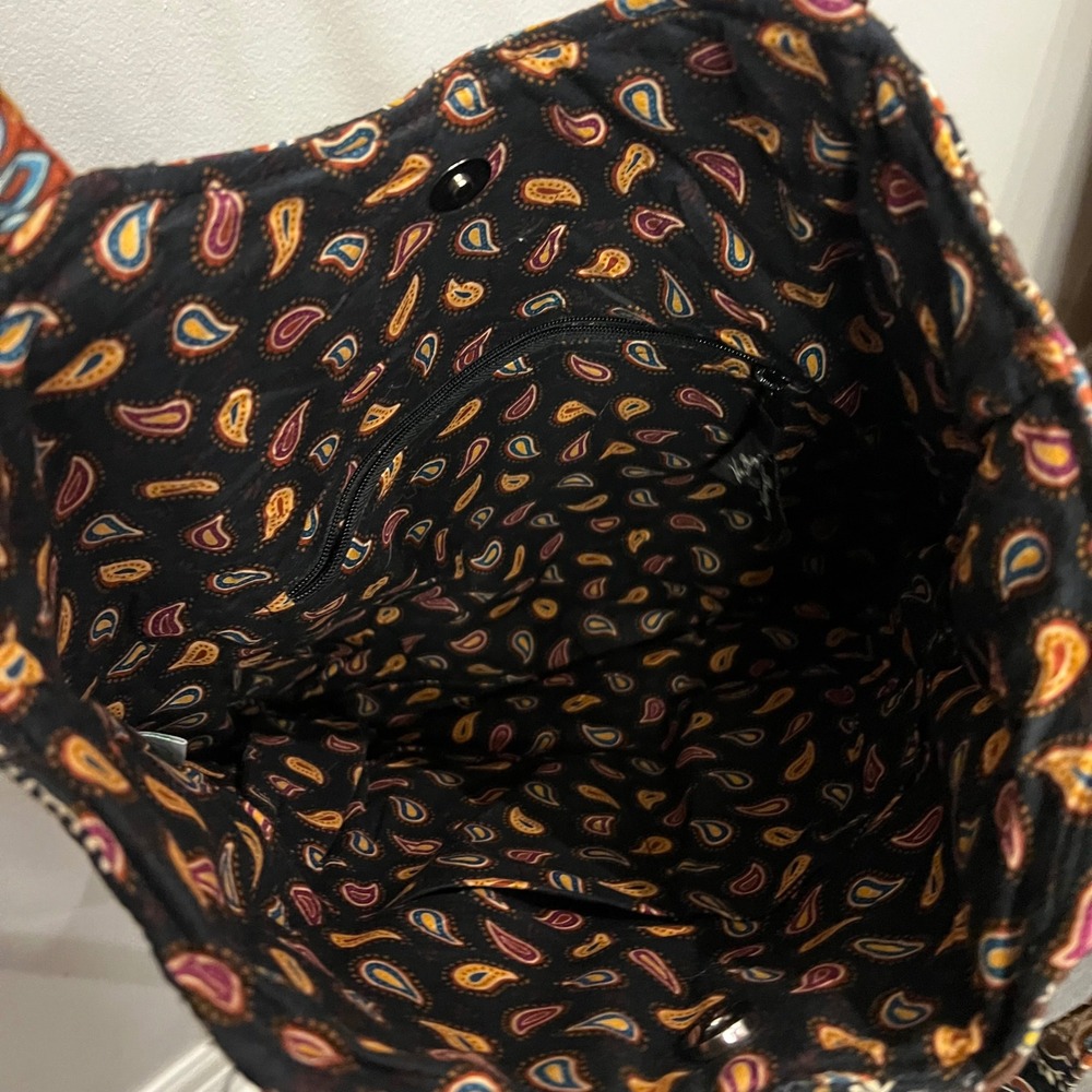 Vera Bradley Retired Quilted Tote Paisley Floral Brown Orange Shoulder Bag - Picture 6 of 6
